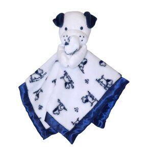 2023 Little Me Puppy Dog Blue White Rattle Lovey Baby Blanket 13" X 13"